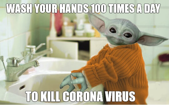 Baby Yoda Washing Hands
